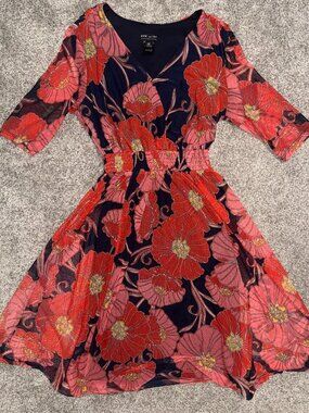 Kate and Lily Floral Multicolor Bold Poppy Print Dress Size 6 Petite